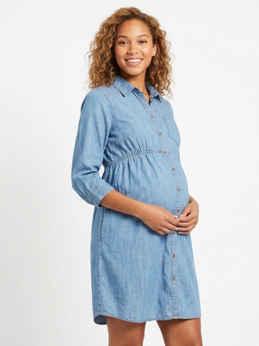 Motherhood Maternity Blue Denim Chambray Shirt Dress - Size M